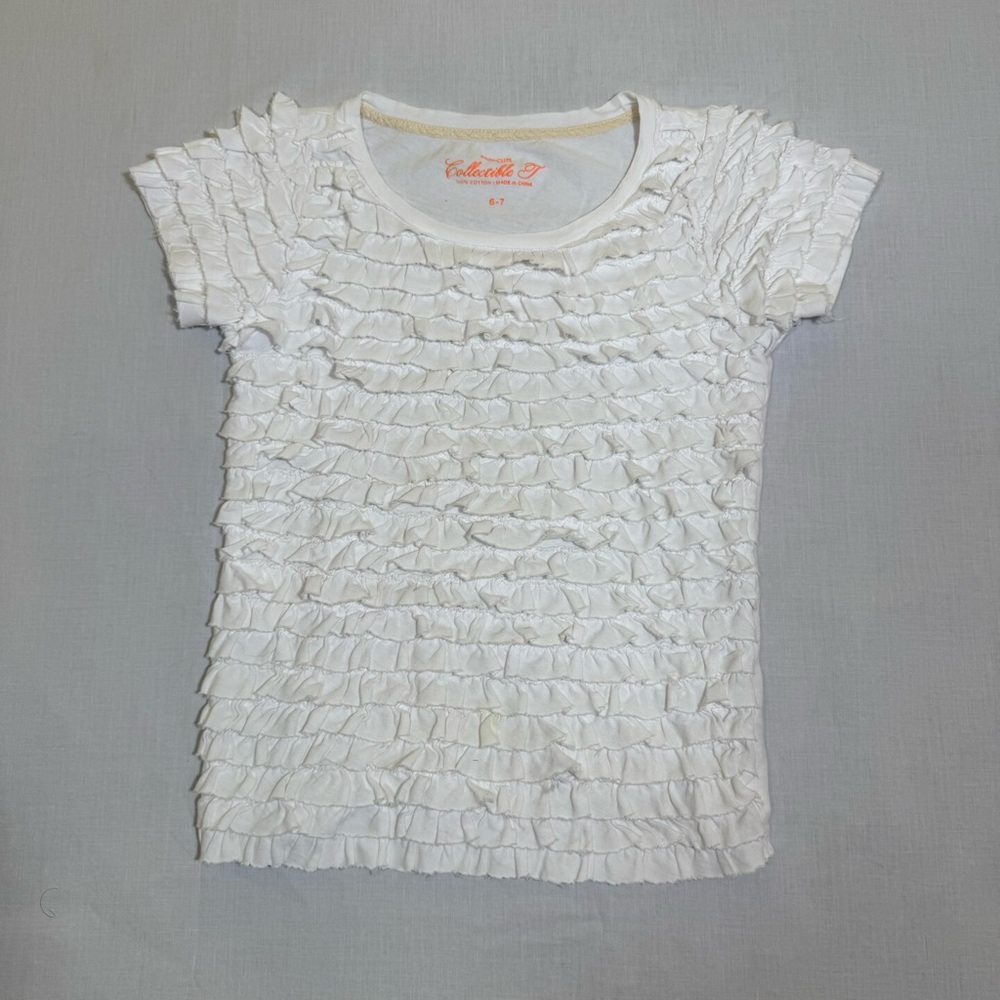 Crewcuts White Ruffled Short Sleeve Tee